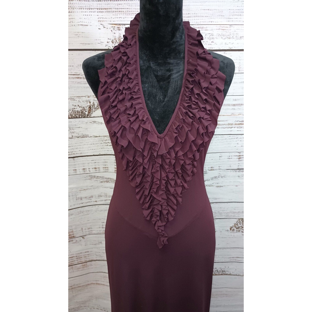 Deep Dark Burgundy Ruffle Formal With Train Absolutely Stunning Size 6 - Picture 2 of 6
